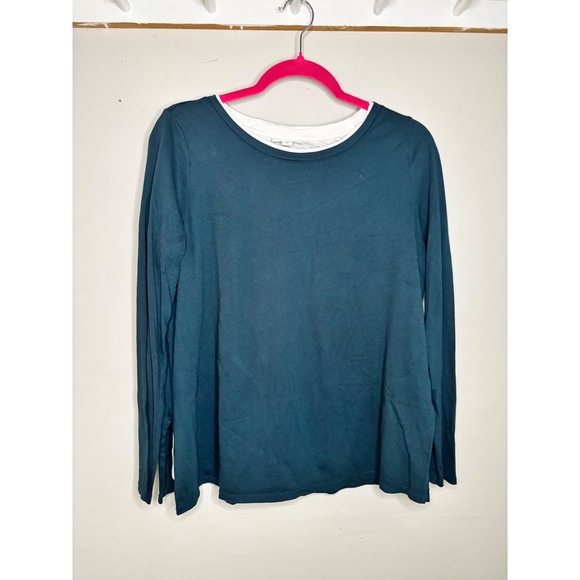 J. Jill Tops - J.Jill Double Layer Long Sleeve Tee Teal‎ Cotton Tencel Modal Small